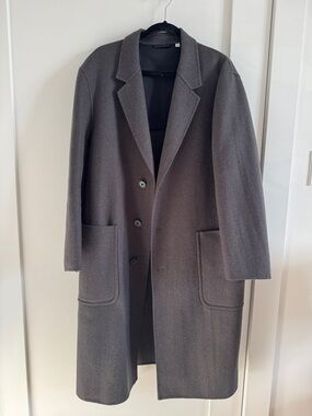 Uniqlo U Men's Charcoal Gray Double Faced Wool Coat